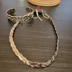 Silver Braided Necklace and Bracelet Set